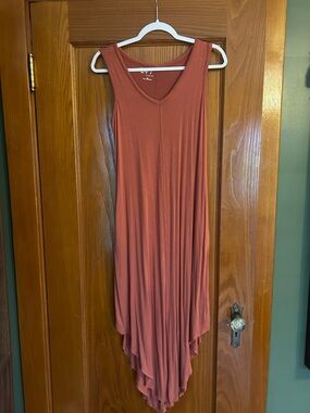 Maurices Rust orange Sleeveless V-Neck High-Low Handkerchief Dress